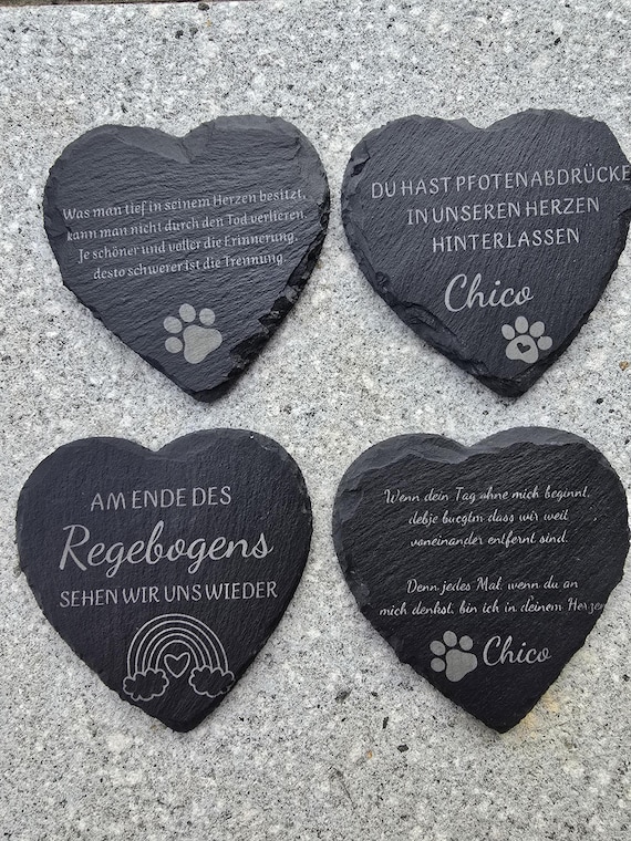Slate heart with laser engraving – memorial stone for animals | Remembrance of pets | Pet grave | Rainbow Bridge | Personalized | Keepsake
