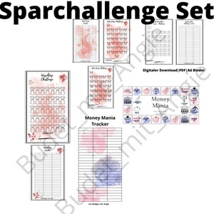 spar challenge bundle|set|enthält 3 sparchallenges & money mania sparspiel|digitaler download| A6 Binder|umschlagmethode|geld Sparen|budget