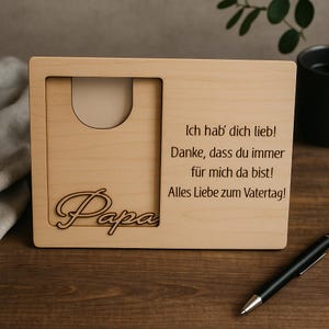 Handgemachter Holz-Bilderrahmen mit Lasergravur &quot;Alles Liebe zum Vatertag&quot; – Geschenk für Papa Geschenkidee Andenken Vatertagsgeschenk