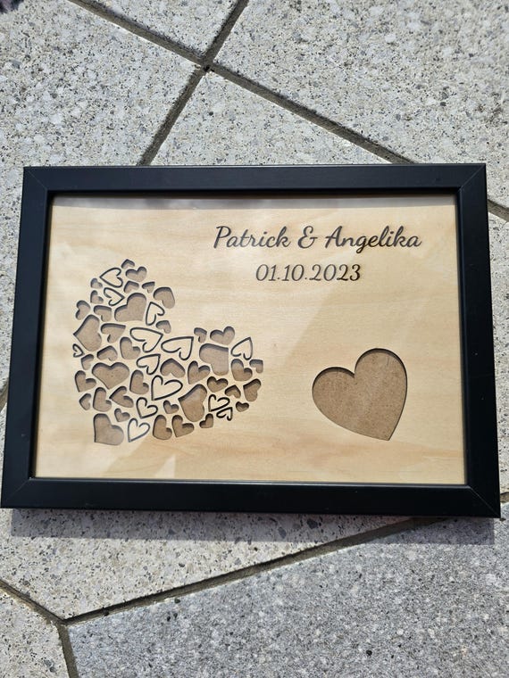 Money gift hearts in heart personalized picture frame wedding birthday baptism celebration anniversary money gifts money packaging money lasercut
