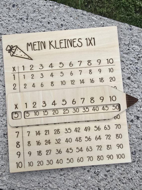 Wooden 1x1 board with slider – Learning aid for learning arithmetic – School enrollment gift – Montessori educational toy – My little times table