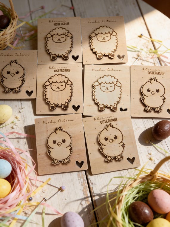 Wooden Easter money gift with compartment for banknotes | Personalized | Chick or sheep | Easter greeting | Gift idea for children |