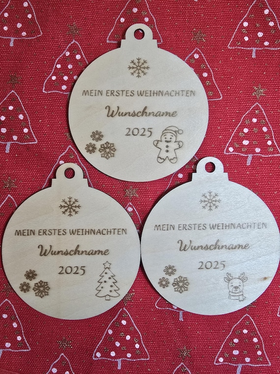 Personalized wooden Christmas bauble, My First Christmas Baby Gift, Wooden disc Christmas bauble, Wooden Christmas tree ornament