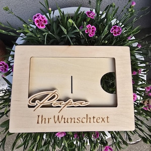 Personalisierter Bilderrahmen aus Holz – Geschenk für Papa – Lasergravur mit Wunschtext – Vatertag | Geburtstag | Handgemacht Geschenkidee