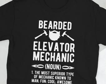 Camiseta unisex con el mensaje "Mecánico de ascensores" y "Mecánico de ascensores orgulloso"