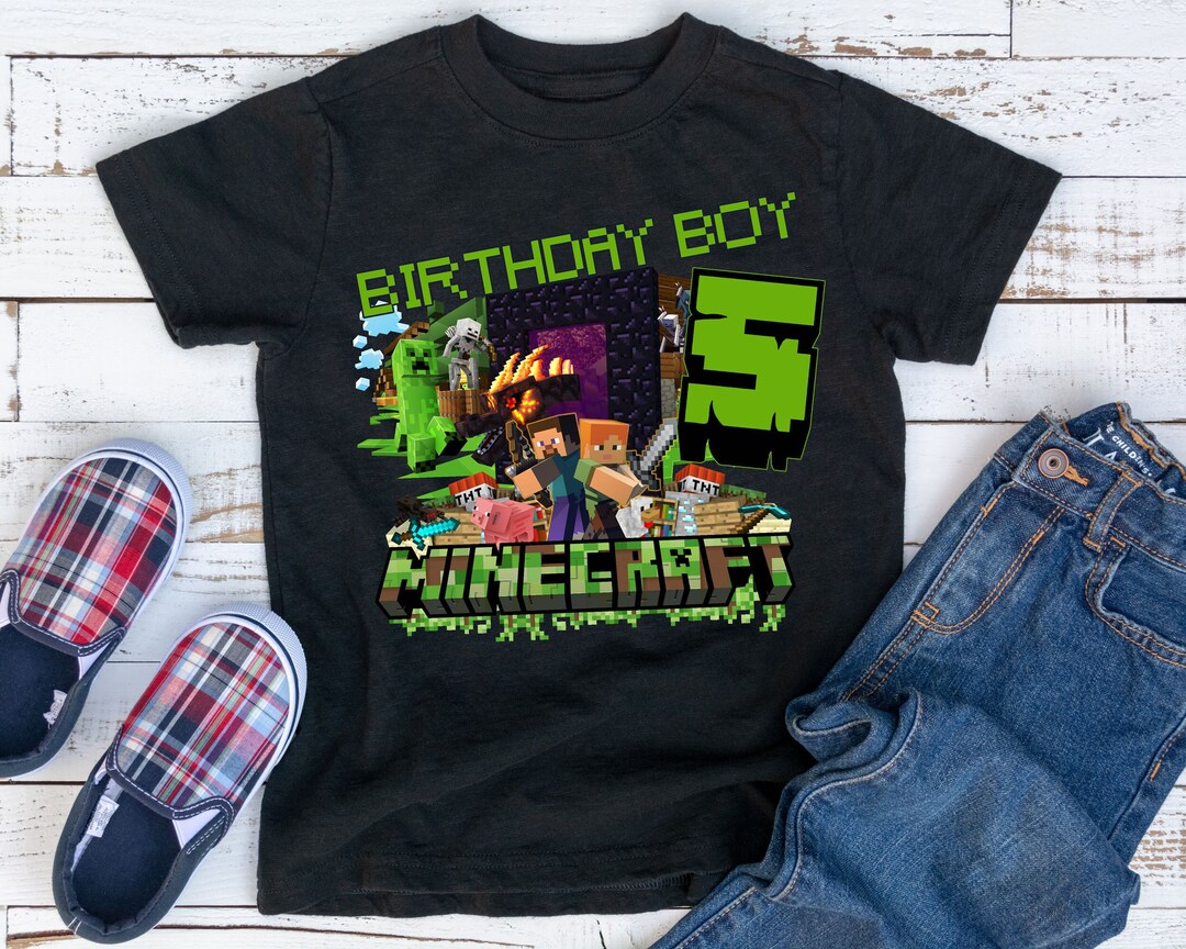 Minecraft Birthday Boy Tshirt, Custom Minecraft Birthday Tshirt