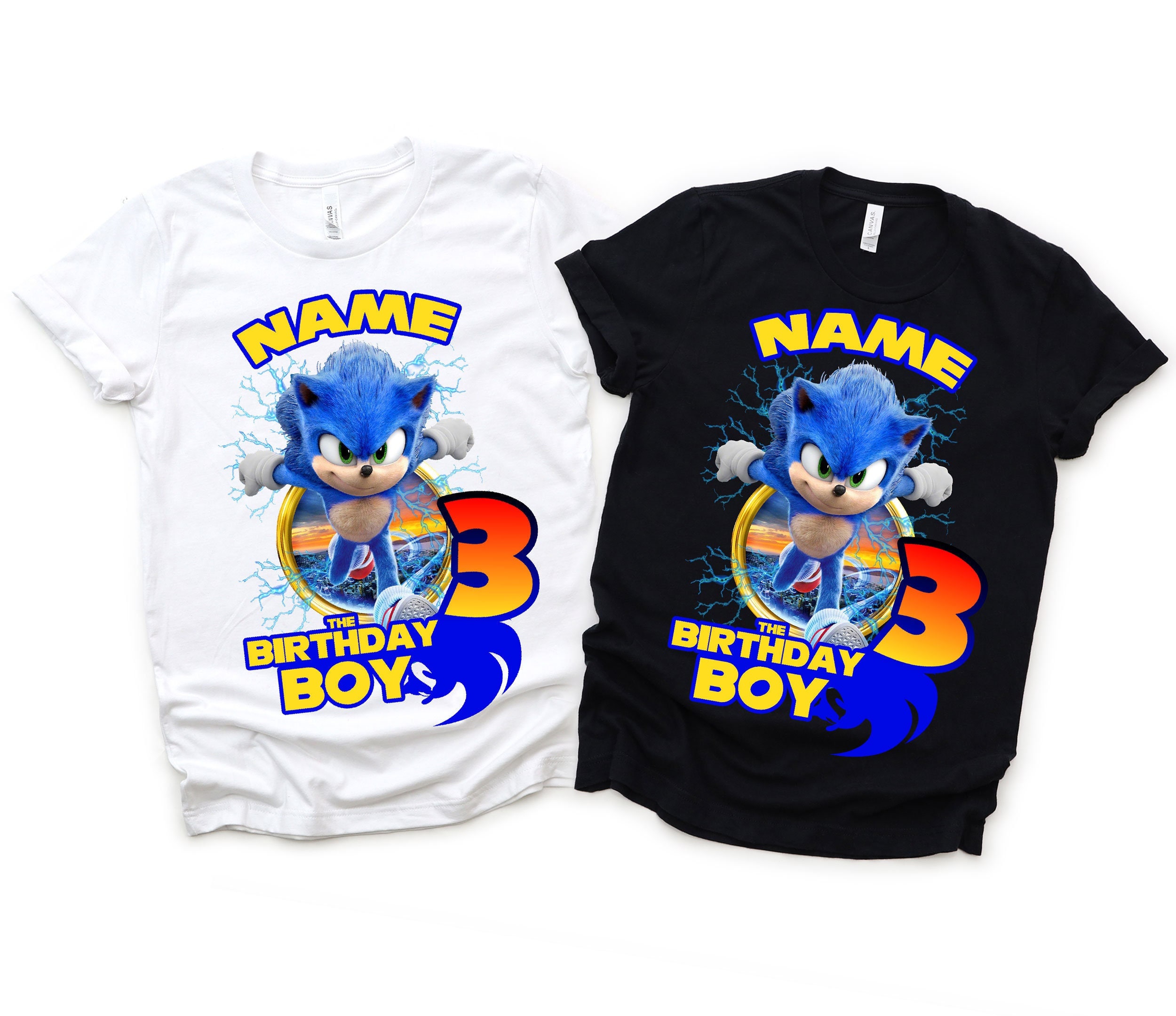 Cuztom Threadz Personalized Sonic The Hedgehog Birthday T-shirts Black Adult Unisex: X-Large