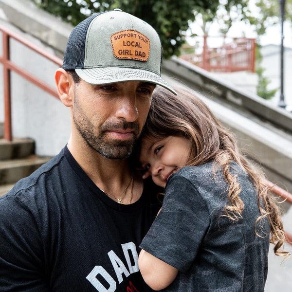 Support Your Local Girl Dad Leather Patch Hat (Olive/Black Mesh) Trucker, Gift for a Girl Dad, New Dad Gift, Birthday Gift, Hat for Dad Life