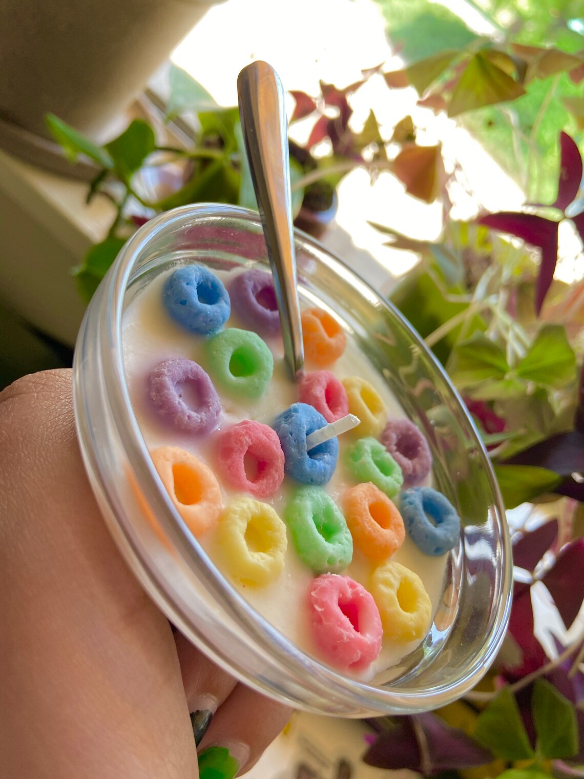 Mini Cereal Bowl Candle with a Tiny Spoon / Froot Loops Etsy