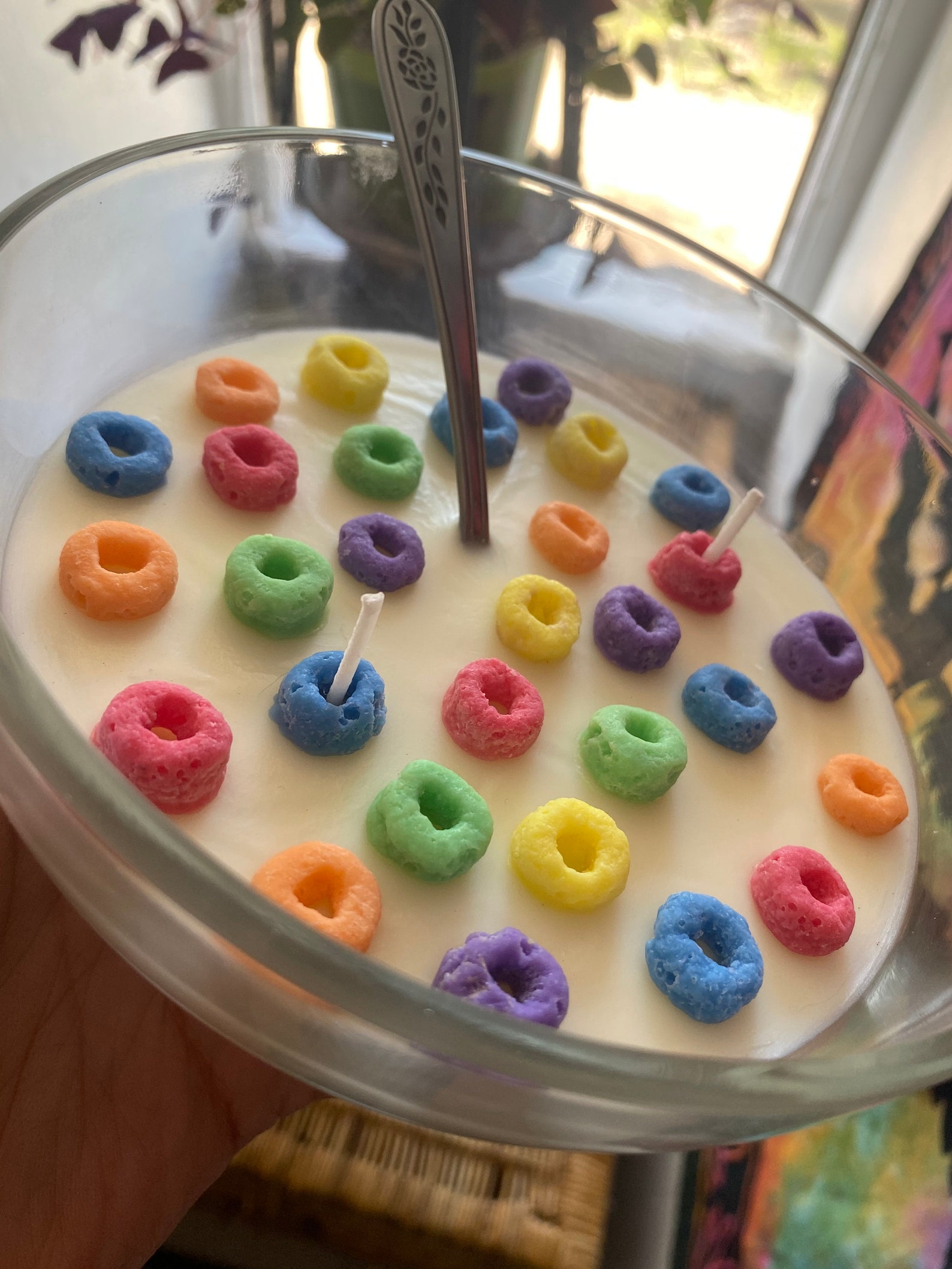 Cereal Bowl Candle with a Real Metal Spoon Froot Loops Etsy