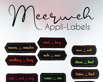 In-The-Hoop Appli Labels Meerweh, XXL Labels Embroidery File Set