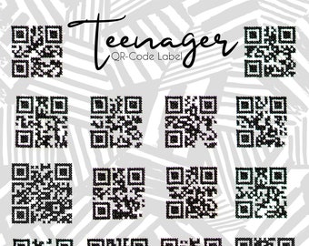 QR-Code Stickdatei Teenager Labels