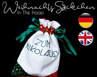 In The Hoop Christmas bags with drawstring in 8 sizes