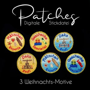 In-The-Hoop Christmas Patches Embroidery File Set