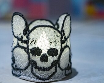 Free Standing Lace Skull Tealight Cover