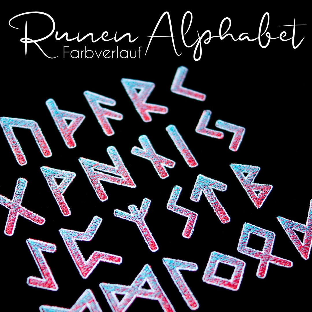 Runes Alphabet Embroidery File With Gradient - Etsy