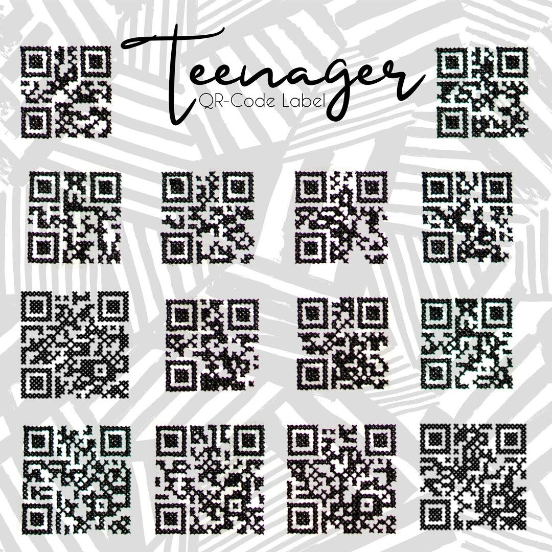 QR Code Embroidery File Teenager Labels Etsy