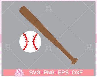 Baseball and bat svg file, baseball svg, sport, baseball bat svg, logo, Stitches svg, Softball svg, svg file, png file, eps file, dxf file