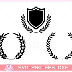 shield and laurel wreath svg file, laurel wreath svg, wreath svg, award svg, shield svg, frame svg, Digital download svg, png, eps, dxf file
