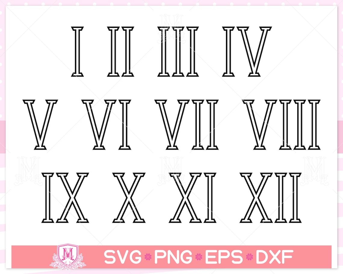 Roman Numbers Svg File, Roman Numbers Svg, Roman Numerals Svg, Roman ...