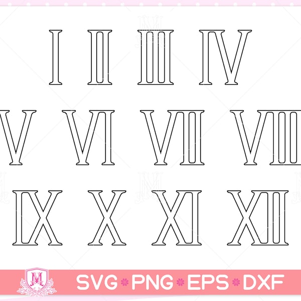 romeinse getallen svg bestand, romeinse getallen svg, romeinse cijfers svg, roman svg, nummer, cijfer, Instant Digital download svg/png/eps/dxf bestanden.