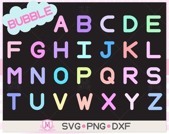 Bubble Letters, Bubble Alphabet, Monogram SVG/PNG/DXF, Digital Download/Cricut, 26 individual svg/png/dxf cut files, Letters, alphabet, font