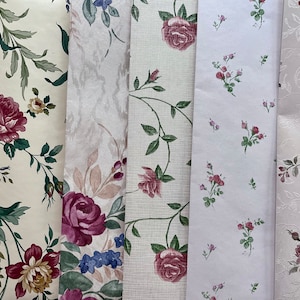 Echantillons de papier peint floral shabby chic, 18 pièces