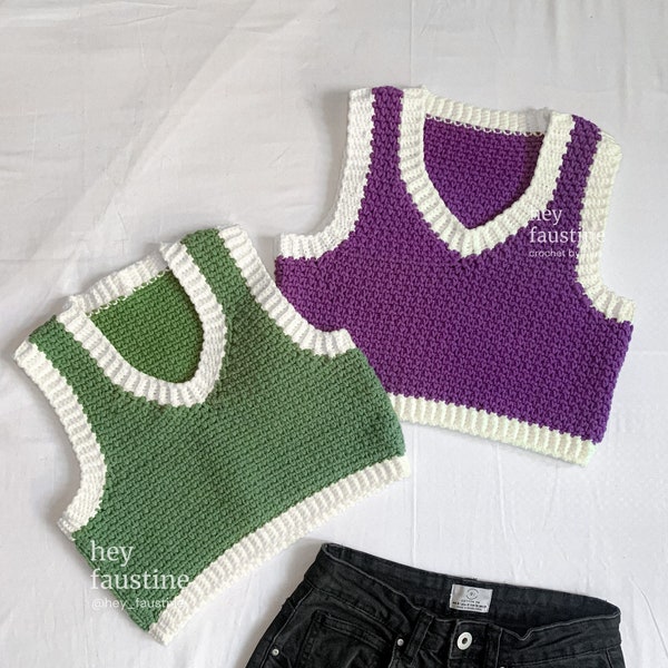 Rory Vest - Preppy Sweater Vest Crochet Pattern PDF