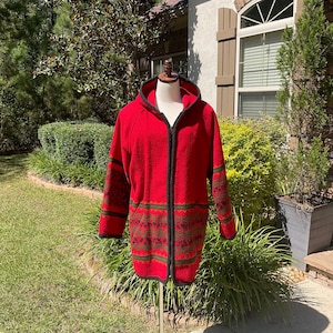 Vintage Woolrich Wool Blanket Coat, Southwest Design, Hooded, Size L