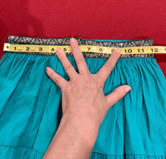 50's Teal Patio Swing Skirt with Silver Brocade, … - image 5