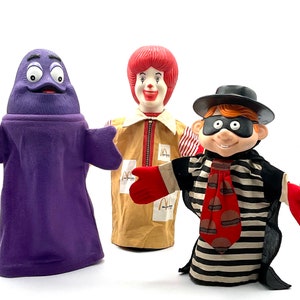 ヴィンテージ McDonald's ハンドパペット 3体セット Set of 3 Vintage Mcdonald's Hand Puppets, Ronald, Grimace and