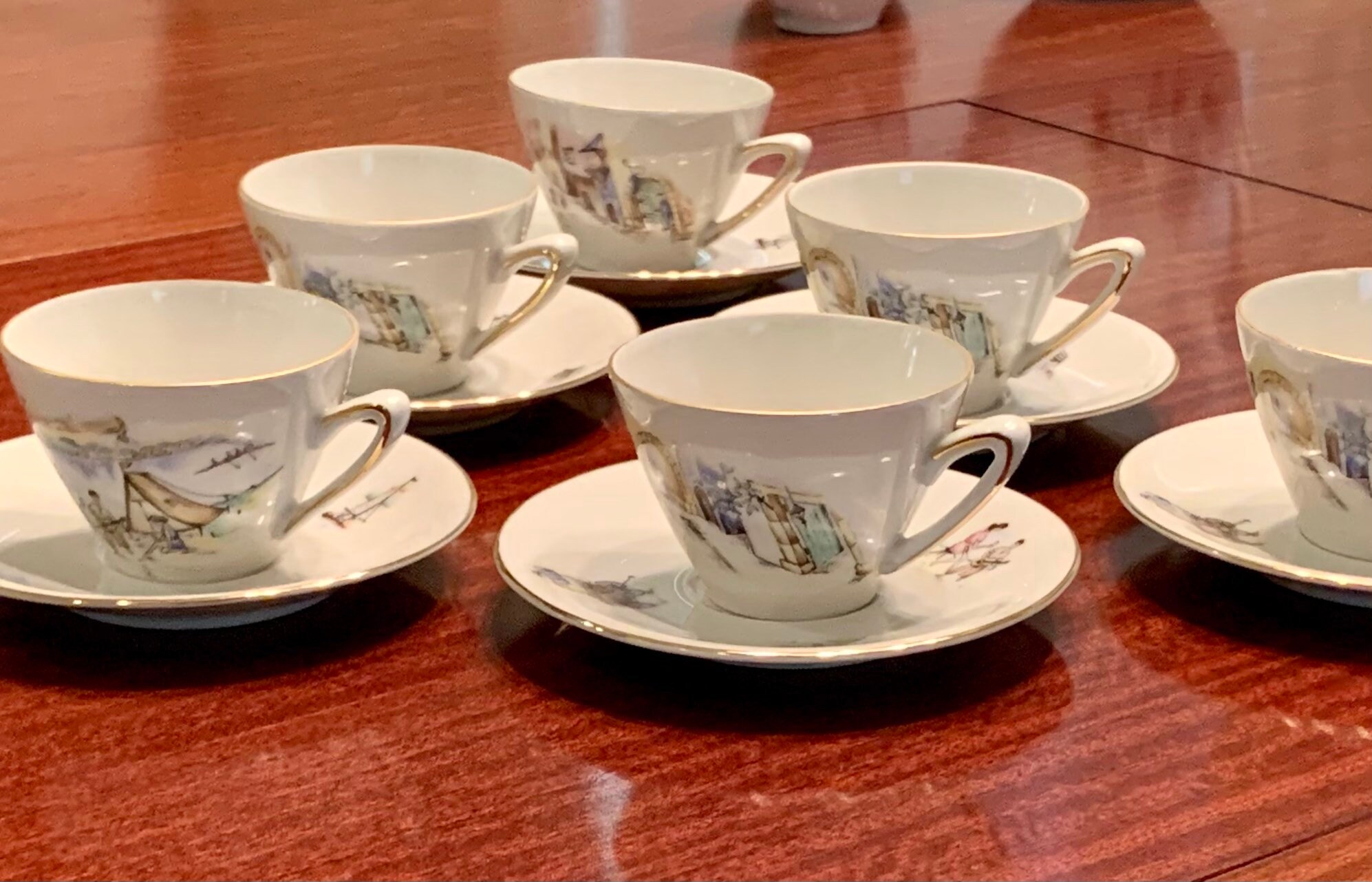 Demitasse Espresso Set 17pc. Mid Century Village Scenes, Camping, and  Sailing on Gold Gilt White Winterling Porcelain Service for 6 Tea Set - Etsy