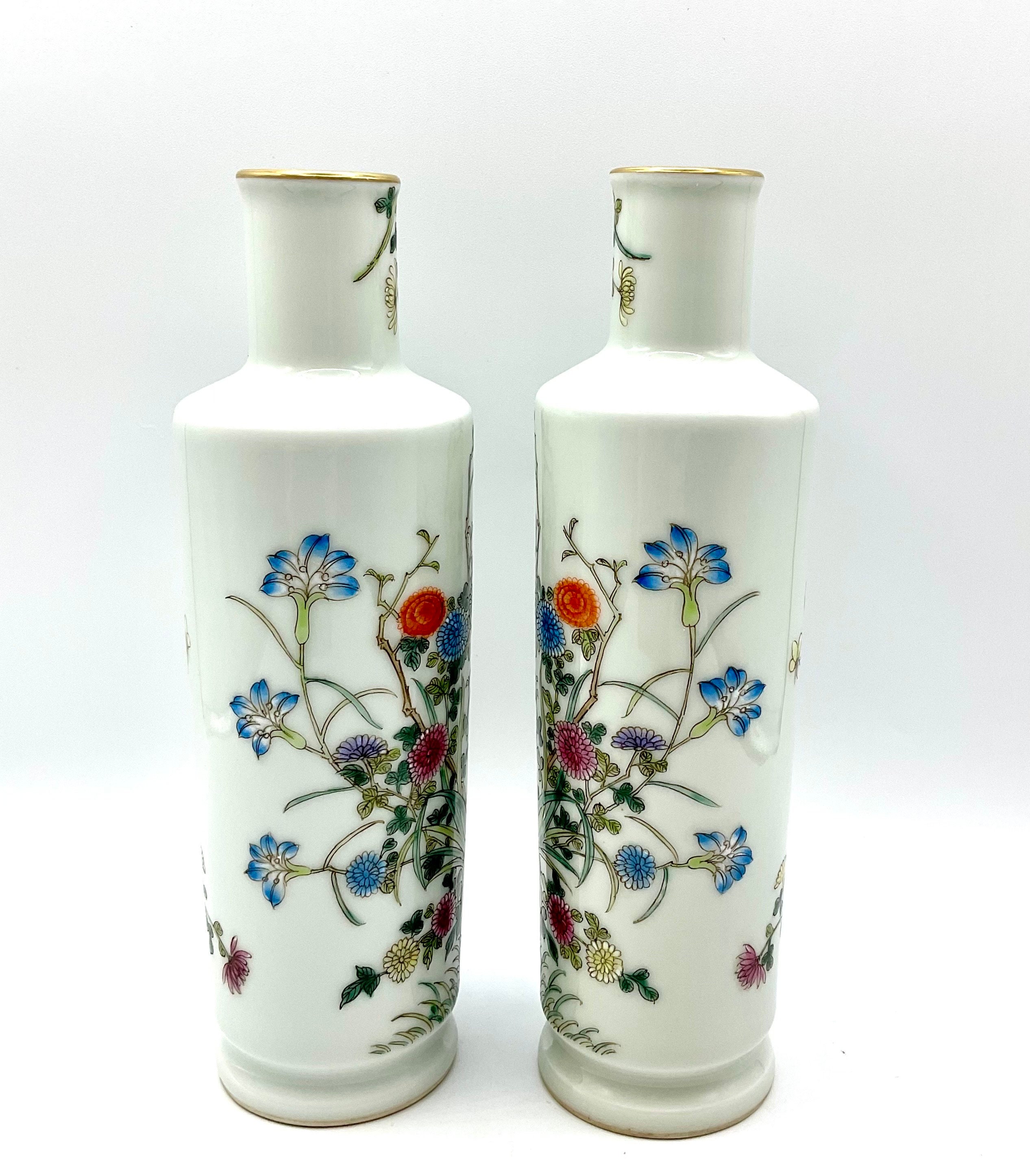 清朝時代の中国製アンティーク磁器花瓶、多色花模様、ペア - Etsy 日本