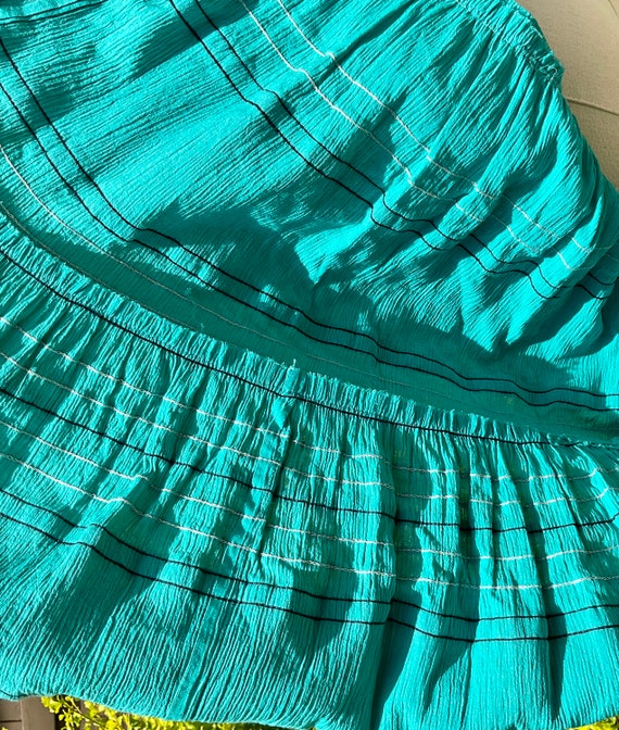 50's Teal Patio Swing Skirt with Silver Brocade, … - image 9