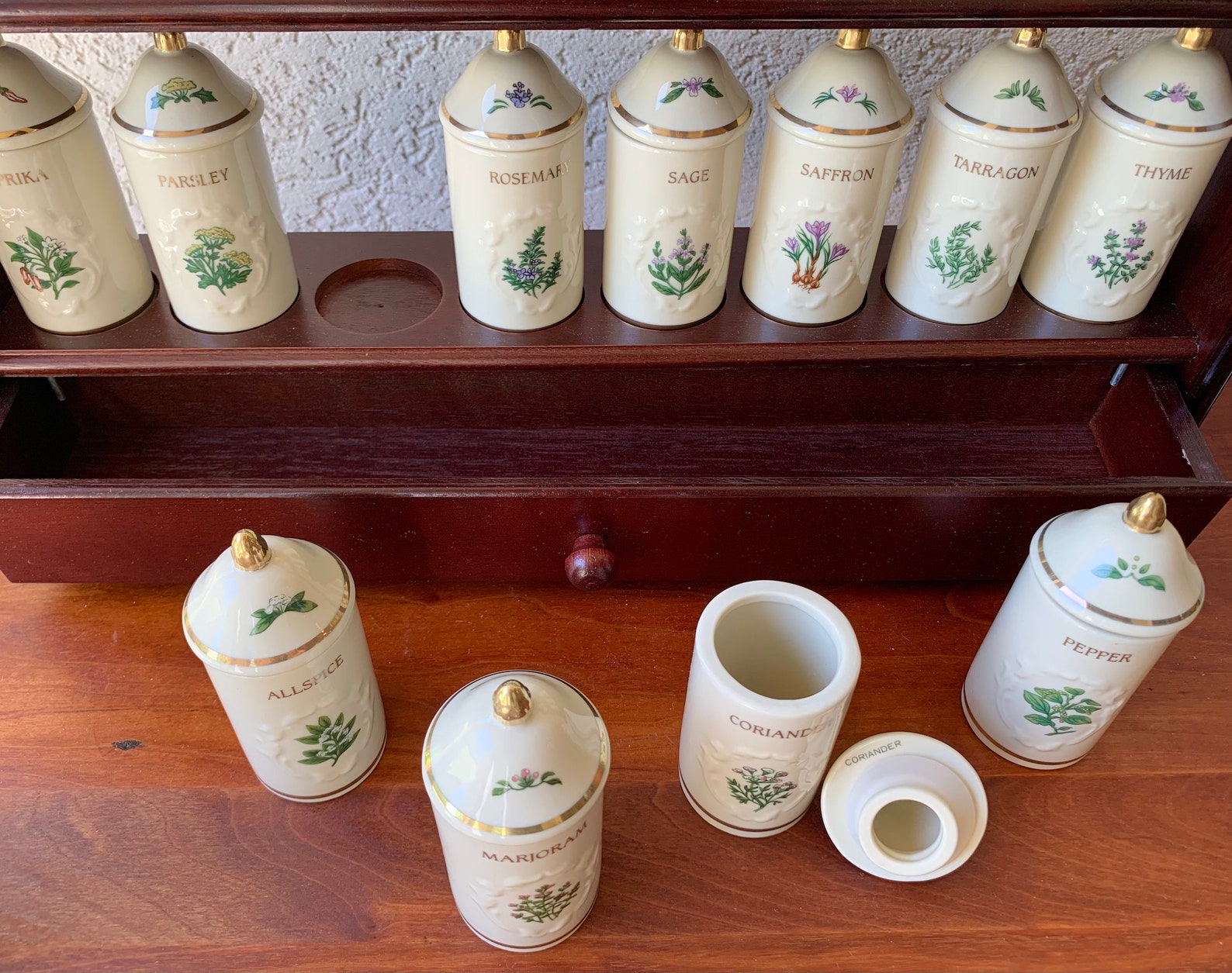 Lenox Spice Garden Set of 24 Porcelain Spice Jars with Wooden Etsy