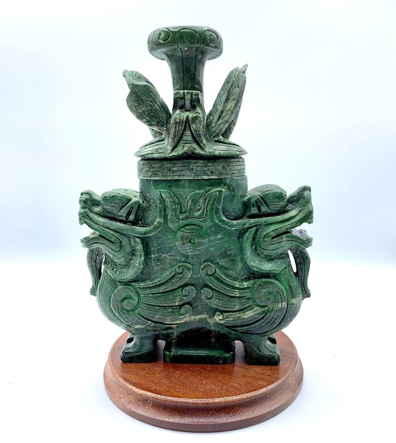 Chinese Oriental Stone Carved Dragon Cup Shape Figure cs691-3S Chinese Oriental Stone Carved Dragon Cup Shape Figure cs691-3S