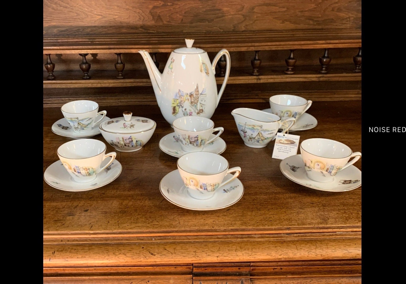 Scenes, - Demitasse Winterling for Set Porcelain Century Espresso 6 White 17pc. and Set Etsy Tea Mid Service Camping, Gold Gilt on Village Sailing