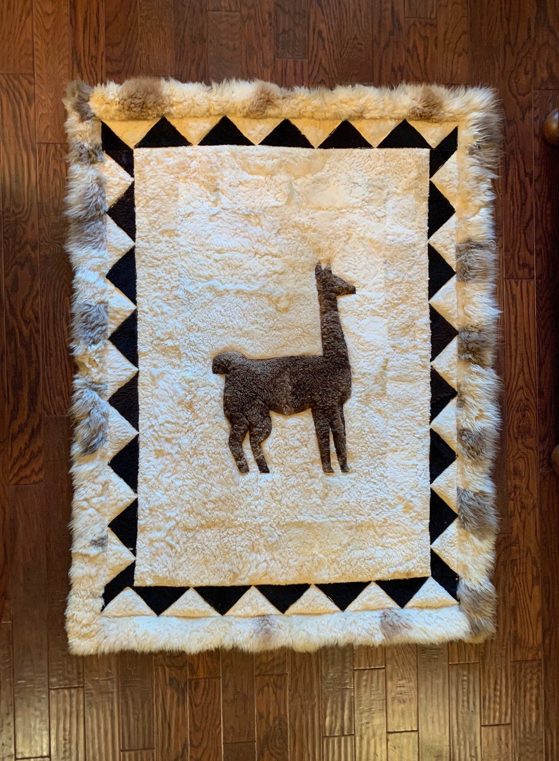 Vintage 60s Alpaca Llama fur wall hanging. Peruvian Art. Etsy