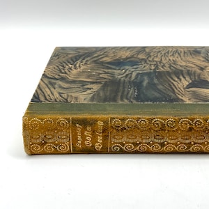 May include: Close-up of the spine of a brown leather-bound book with gold lettering that reads "Papers of Joseph Conrad". The book has a green band at the top and bottom of the spine.