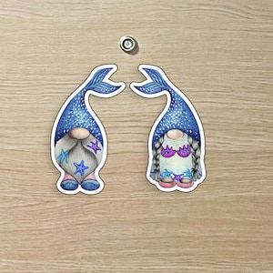 Cute Mermaid Gnomes - Mermaid or Merman or Set(2) - Colorful Cruise MAGNET for Magnetic Cruise Doors - Several Options Available