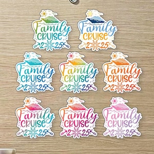 Family Cruise 2025 - Awesome Family Cruise MAGNET w/ Anchor & Cruise Ship, for Magnetic Cruise Doors - Several Colors Available