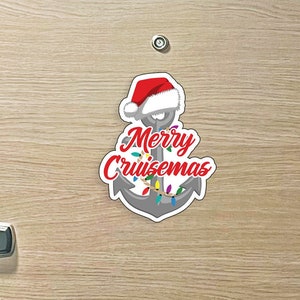 Merry Cruisemas - Punny Merry Christmas Anchor Design - Colorful Christmas Cruise MAGNET for Magnetic Cruise Doors