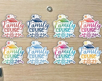 Family Cruise 2023 / 2024 - Awesome Family Cruise MAGNET w/ Anchor & Cruise Ship, for Magnetic Cruise Doors - Several Colors Available