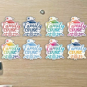 Family Cruise 2023 / 2024 - Awesome Family Cruise MAGNET w/ Anchor & Cruise Ship, for Magnetic Cruise Doors - Several Colors Available