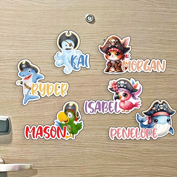 Pirates - NEW Designs - Custom Names - Colorful Cruise MAGNET for Magnetic Cruise Doors - Several Colors Available
