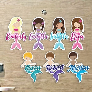 Mermaid & Merman Characters with Names - Colorful Cruise MAGNET for Magnetic Cruise Doors - Several Colors Available