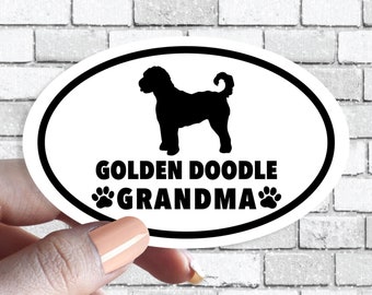 Doodle Grandma - Dog Grandparents Oval Black and White Dog Sticker