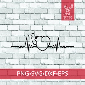 Nurse Stethoscope Heroes Heart Beat SVG (svg, dxf, eps, png) Cut File for Cricut, Silhouette, etc. Commercial Use