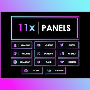 Twitch 11x Profile Bio Panels Panel - Pink Blue