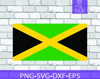 Bandera de Jamaica svg, bandera de Jamaica svg (svg, dxf, eps, png) Archivo de corte para Cricut, silueta, etc. Uso comercial